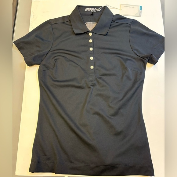 NWT Nike Golf Dri-Fit Short Sleeve collared Black button up women's size Small - Picture 3 of 15